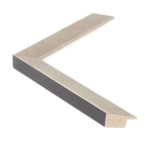 Holz Bilderrahmen SENTO II 2,26 nach Maß Graubraun lasiert auf Silber | Normalglas (2 mm)