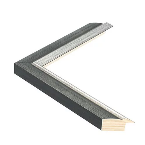 Holzrahmen Fancy II 13x18 cm | Silber mit Schwarz | Normalglas (2 mm)
