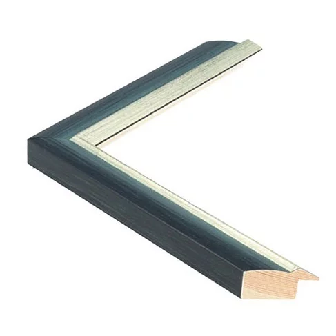 Houten fotolijst Fancy II op maat zwartblauw met antiek zilver | lege lijst (zonder glas en achterwand)