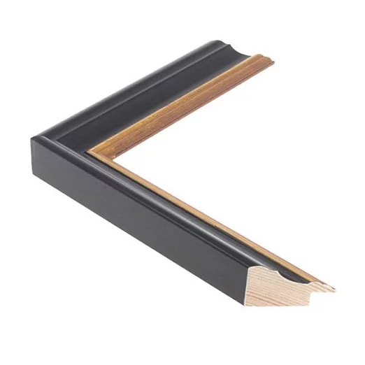 Holz Bilderrahmen METRO I 3,08 13x18 cm | Antikschwarz mit Goldkante | Normalglas (2 mm)
