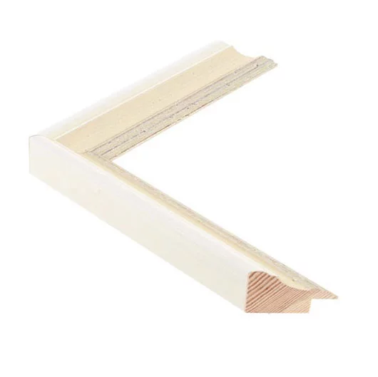 Houten fotolijst METRO I - 3,08 60x80 cm | antiek wit met zilverrand | normaal glas (2 mm)