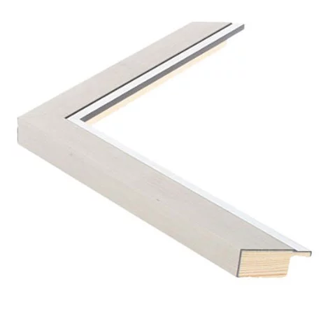 Cadre en bois PETITE 13x18 cm | argent avec argent | verre synthétique (2 mm)