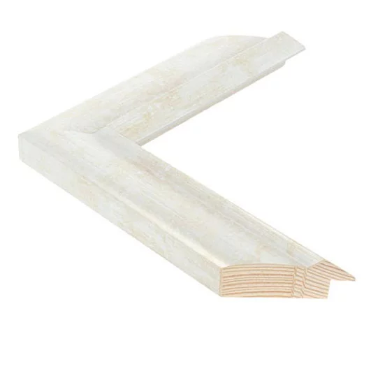 Holz Bilderrahmen FANCY 4,49 42x59,4 cm (A2) | Weiß auf Struktursilber | Normalglas (2 mm)