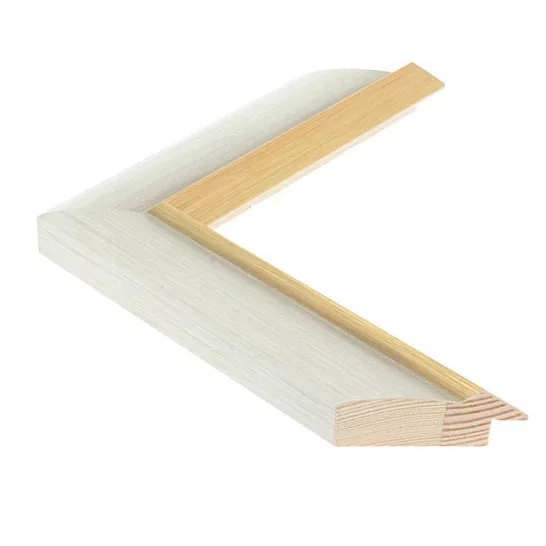 Cadre en bois FANCY - 4,49 13x18 cm | blanc avec bord en or, gris patiné | verre synthétique (2 mm)