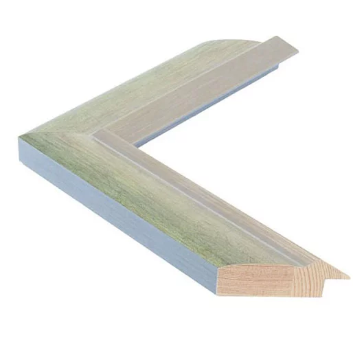 Holz Bilderrahmen FANCY 4,49 nach Maß Blau auf Silberdecor | Normalglas (2 mm)
