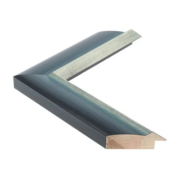 Houten fotolijst FANCY - 4,49 op maat zwartblauw met antiek zilver | normaal glas (2 mm)