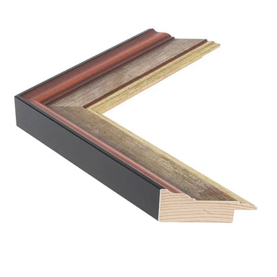 Cadre en bois MAESTRO - 4,52 - sur mesure platine ancien avec rouge-brun | verre standard (2 mm)