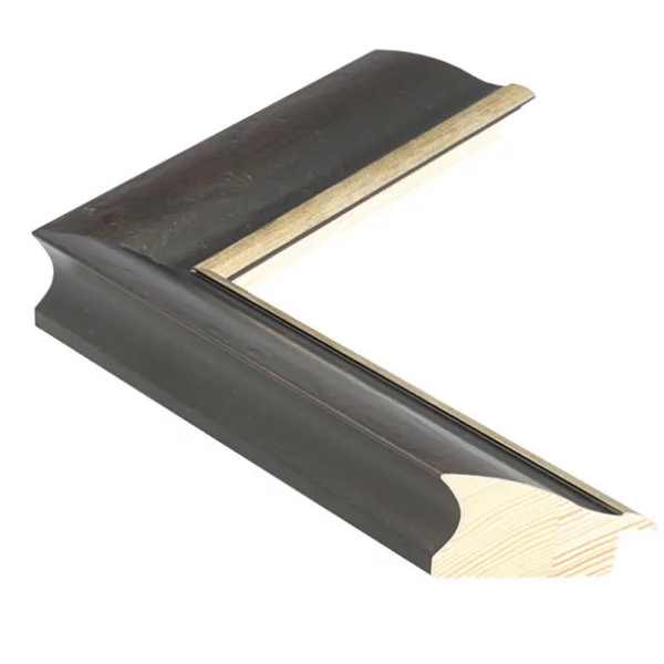 Holz Bilderrahmen DRESDEN 4 42x59,4 cm (A2) | Schwarzbraun mit Platinkante | Normalglas (2 mm)