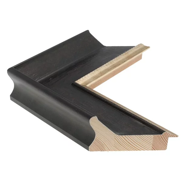 Holz Bilderrahmen DRESDEN 7,6 42x59,4 cm (A2) | Schwarzbraun mit Platinkante | Normalglas (2 mm)