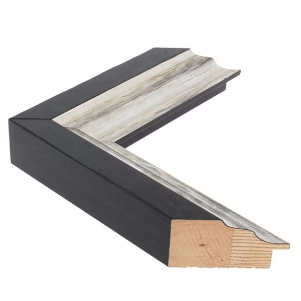 Holz Bilderrahmen LUCERNE 5,2 13x18 cm | Anthrazit mit Silberkante | Normalglas (2 mm)