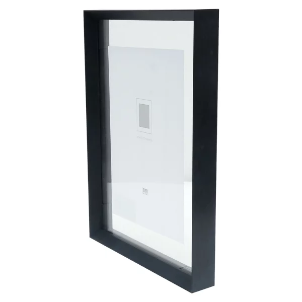 Alu Bilderrahmen Paris mit Glasrückwand für einen schwebenden Effekt 18x24 | Schwarz | Normalglas (2 mm)