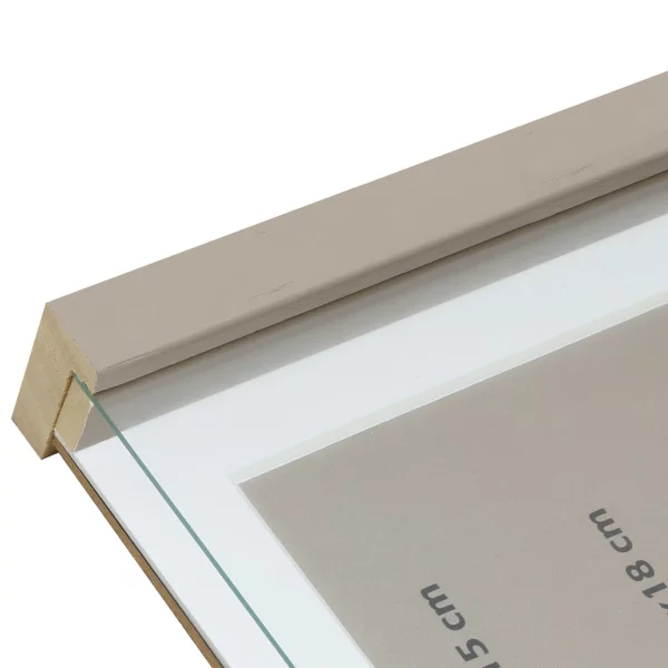 Cadre en bois Hugo avec baguette d'espacement et passe-partout 13x18 cm | taupe | verre standard (2 mm)