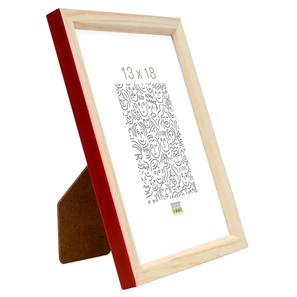 Cadre en bois Ines 20x30 cm | rouge-naturel | verre standard (2 mm)