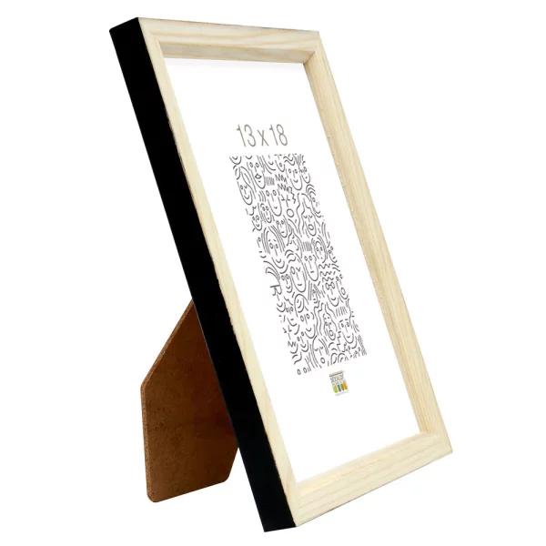 Cadre en bois Ines 9x13 cm | noir-naturel | verre standard (2 mm)