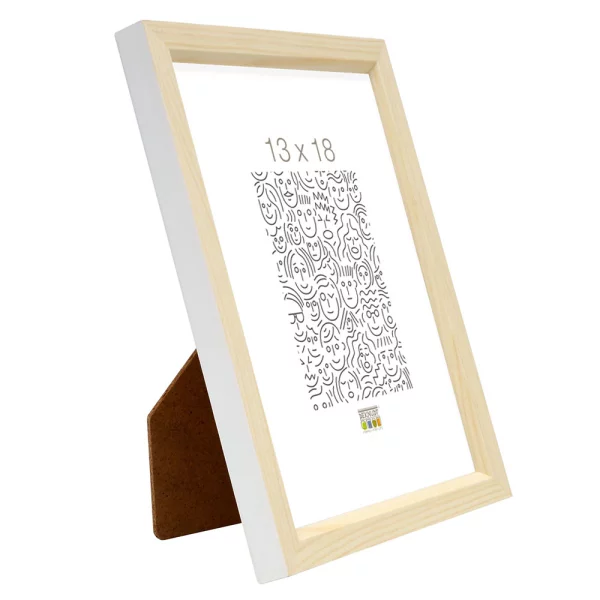 Cadre en bois Ines 18x24 cm | blanc-naturel | verre standard (2 mm)