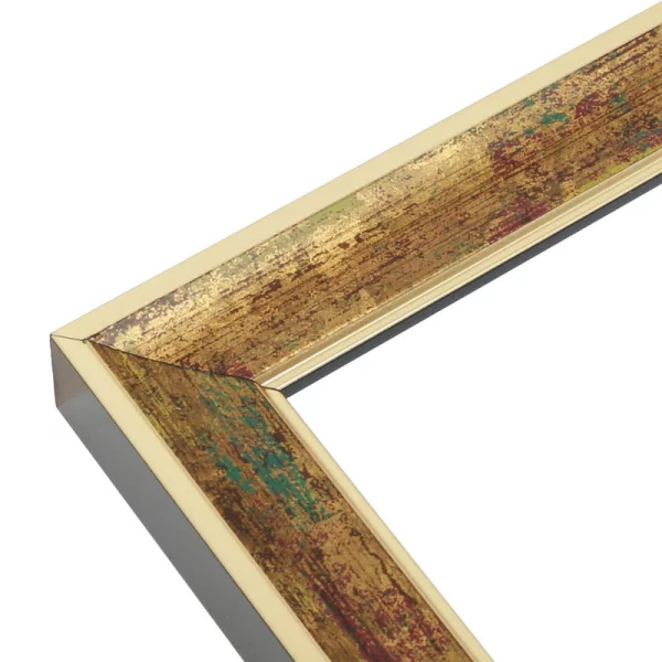 Holz Bilderrahmen Enzo 13x18 cm | Braun mit Goldkante | Normalglas (2 mm)