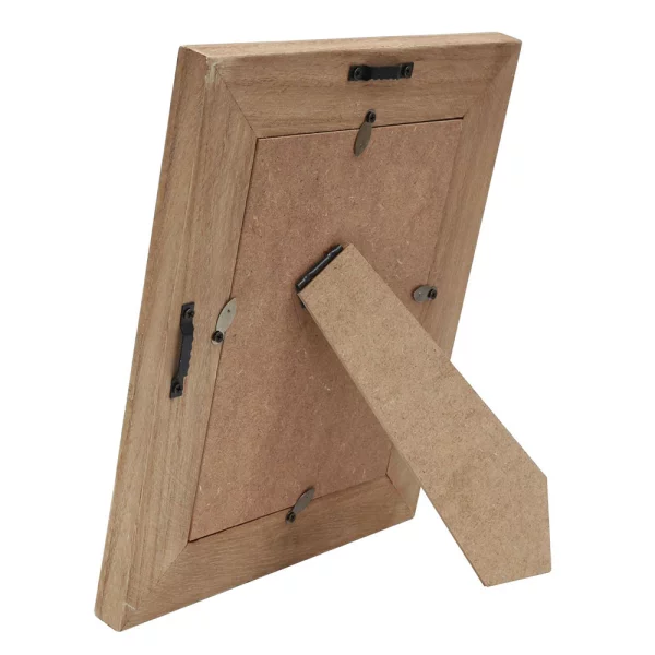 Schmaler Holz Bilderrahmen mit Holz-Passepartout 13x18 cm | weiß-braun | Normalglas (2 mm)