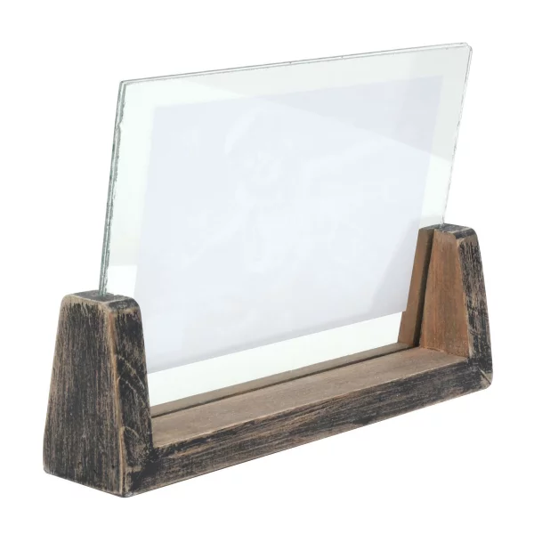 Porte-photo rustique horizontal 15x20 cm | noir | verre standard (2 mm)