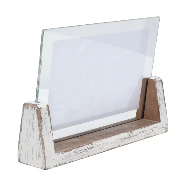 Porte-photo rustique horizontal 15x20 cm | blanc | verre standard (2 mm)