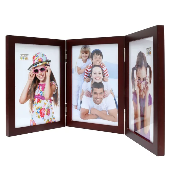 Triple cadre à charnières Ruben 10x15 cm | brun | verre standard (2 mm)
