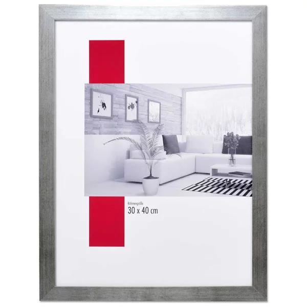 Holz-Bilderrahmen Profil Top Pro 20x20 cm | silber | Normalglas (2 mm)