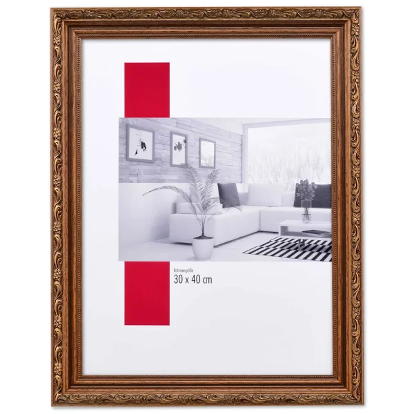 Barock-Bilderrahmen Profil 63 Maßanfertigung braun | Normalglas (2 mm)