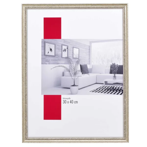 Holz-Bilderrahmen Profil 66 40x60 cm | Antiksilber | Normalglas (2 mm)