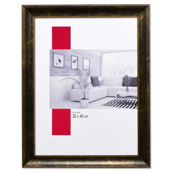 Barock-Bilderrahmen Profil 68 59,4x84,1 cm (A1) | schwarz | Normalglas (2 mm)
