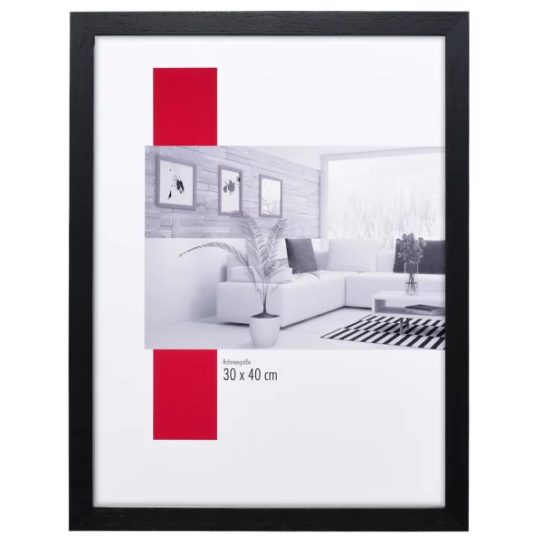 Holz-Bilderrahmen Profil 74 50x100 cm | Schwarz | Normalglas (2 mm)