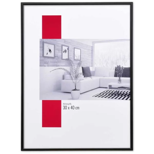 Alu-Bilderrahmen Profil S1 50x50 cm | schwarz matt | Normalglas (2 mm)