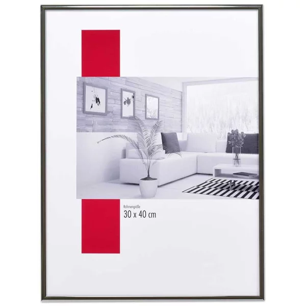 Alu-Bilderrahmen Profil 100 XL Maßanfertigung antiksilber hochglanz | Kunstglas UV 99 entspiegelt (2 mm)