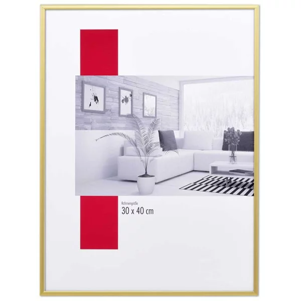 Alu-Bilderrahmen Profil 100 XL Maßanfertigung gold matt | Kunstglas UV 99 entspiegelt (2 mm)