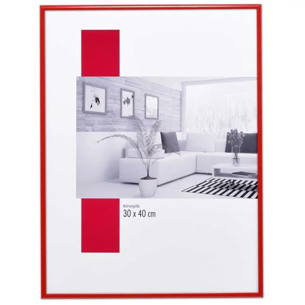 Alu-Bilderrahmen Profil 100 XL Maßanfertigung rot RAL 3002 | Kunstglas UV 99 entspiegelt (2 mm)