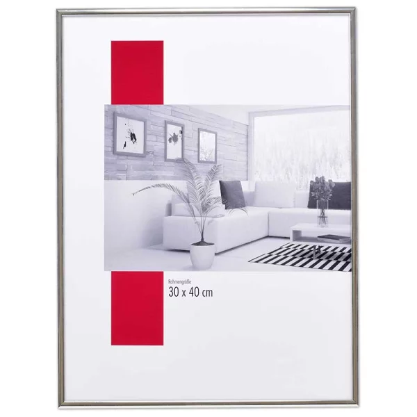 Alu-Bilderrahmen Profil 100 XL Maßanfertigung silber hochglanz | Kunstglas UV 99 entspiegelt (2 mm)