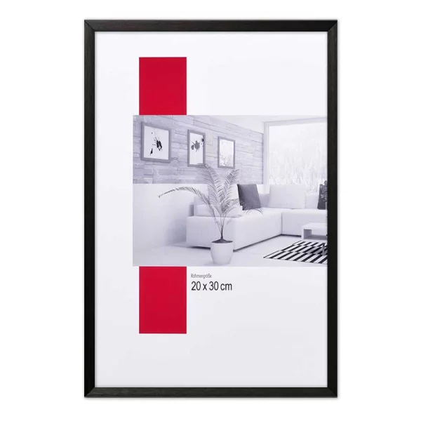 Alu-Bilderrahmen Profil S2 50x50 cm | schwarz matt | Normalglas (2 mm)