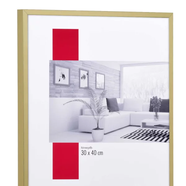 Klassifizierter Standard A1 Brandschutzrahmen Profil S2 50x50 cm | Gold | Normalglas (2 mm)