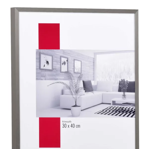Klassifizierter Standard A1 Brandschutzrahmen Profil S2 50x50 cm | Grau gebürstet | Normalglas (2 mm)