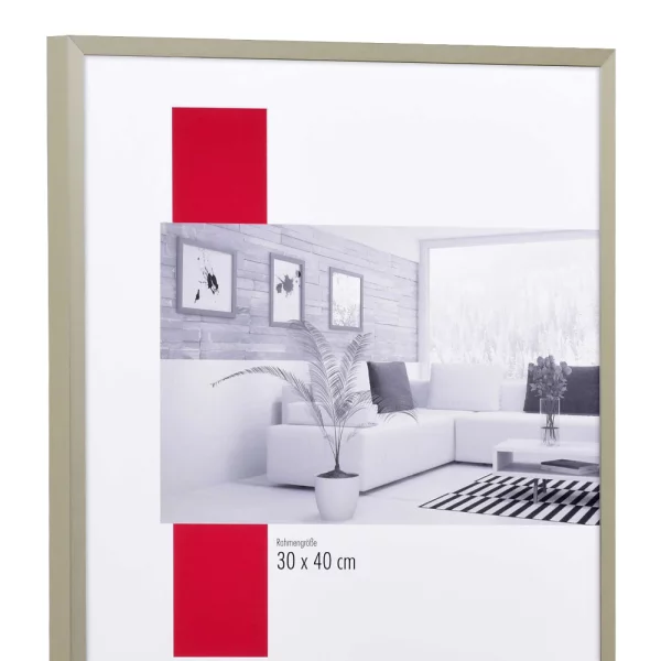 Zertifizierter Standard B1 Brandschutzrahmen Profil S2 50x50 cm | Champagner | Normalglas (2 mm)