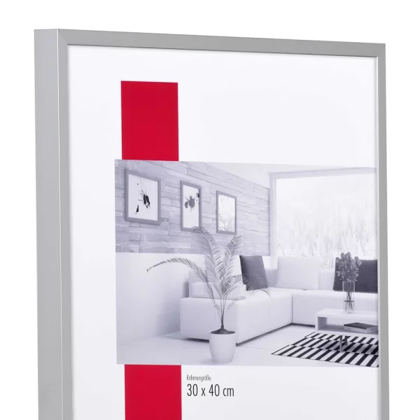 Zertifizierter Standard B1 Brandschutzrahmen Profil S2 21x29,7 cm (A4) | Silber matt | Normalglas (2 mm)