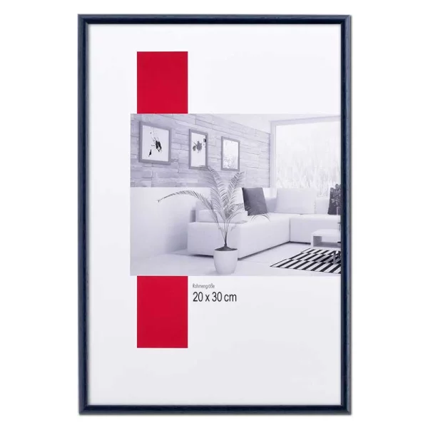Holz-Bilderrahmen Profil 20 30x40 cm | blau | Antireflexglas mattiert (2 mm)