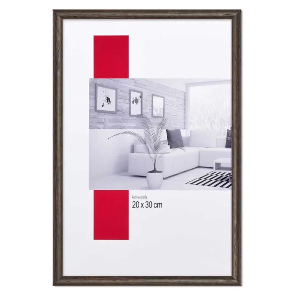 Holz-Bilderrahmen Profil 20 30x40 cm | dunkelbraun | Antireflexglas mattiert (2 mm)