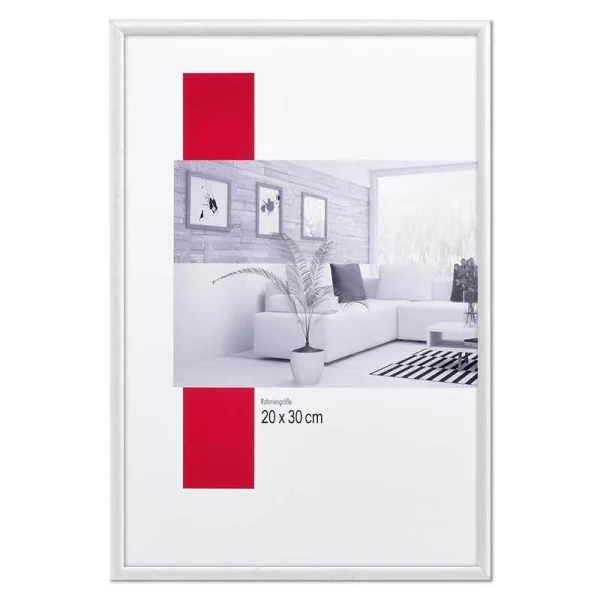 Holz-Bilderrahmen Profil 20 30x40 cm | weiß | Antireflexglas mattiert (2 mm)