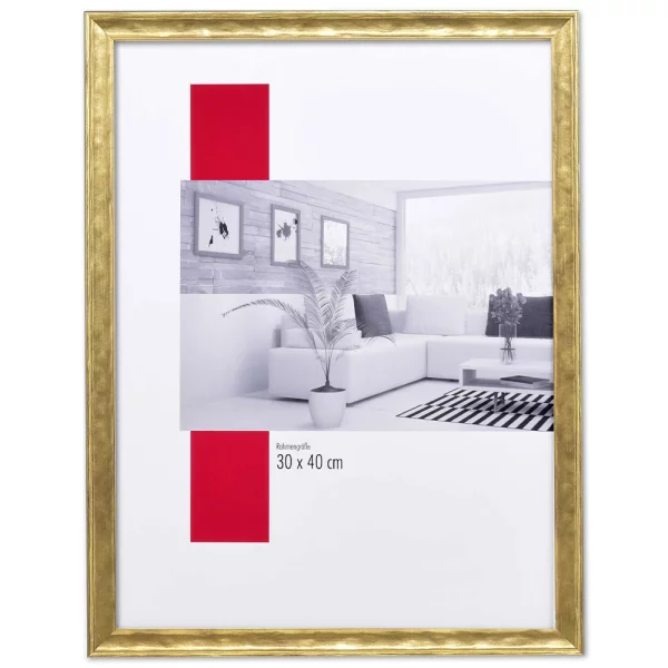 Holz-Bilderrahmen Profil 2070 60x80 cm | gold | True Color Super Clear entspiegelt