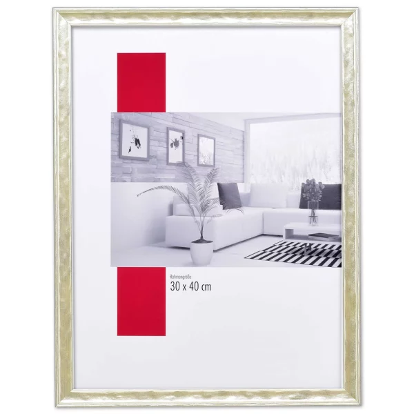 Holz-Bilderrahmen Profil 2070 40x50 cm | silber | Normalglas (2 mm)