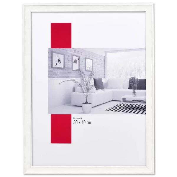 Holz-Bilderrahmen Profil 2070 60x80 cm | weiß | True Color Super Clear entspiegelt