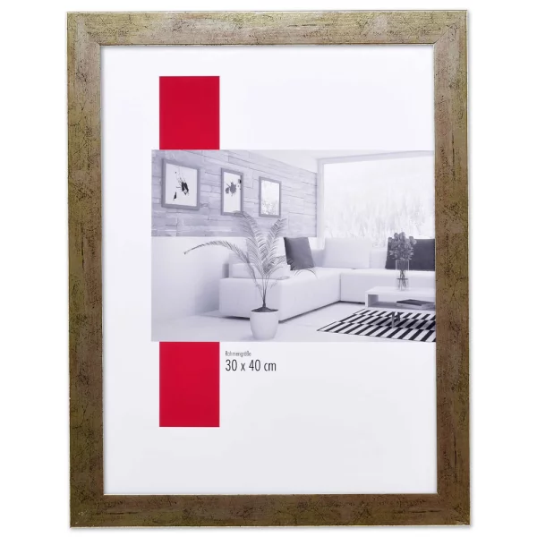 Holz-Bilderrahmen Profil 2310 50x70 cm | Antiksilber | Antireflexglas mattiert (2 mm)