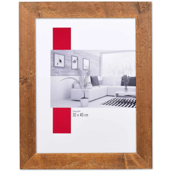 Holz-Bilderrahmen Profil 2400 15x20 cm | braun | Antireflexglas mattiert (2 mm)