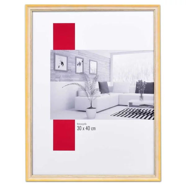 Holz-Bilderrahmen Profil 25 20x28 cm | gelb-gold | Normalglas (2 mm)