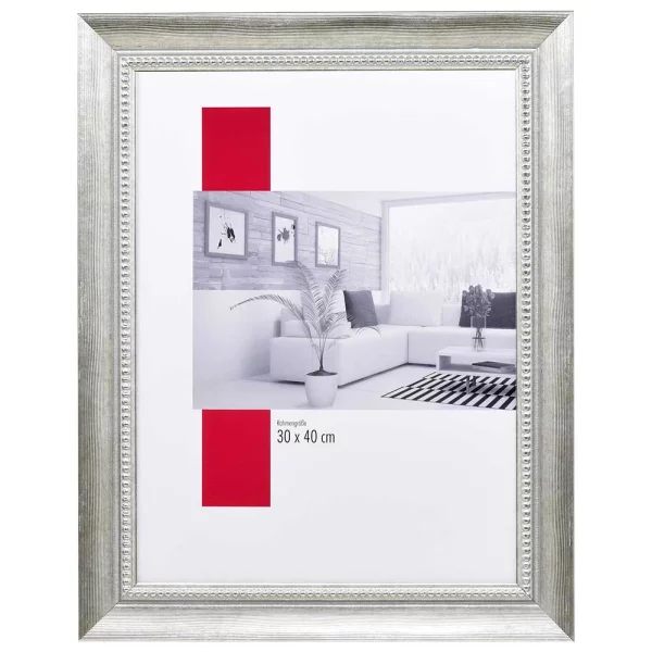 Barock-Bilderrahmen Profil 28 40x40 cm | Silber | Normalglas (2 mm)