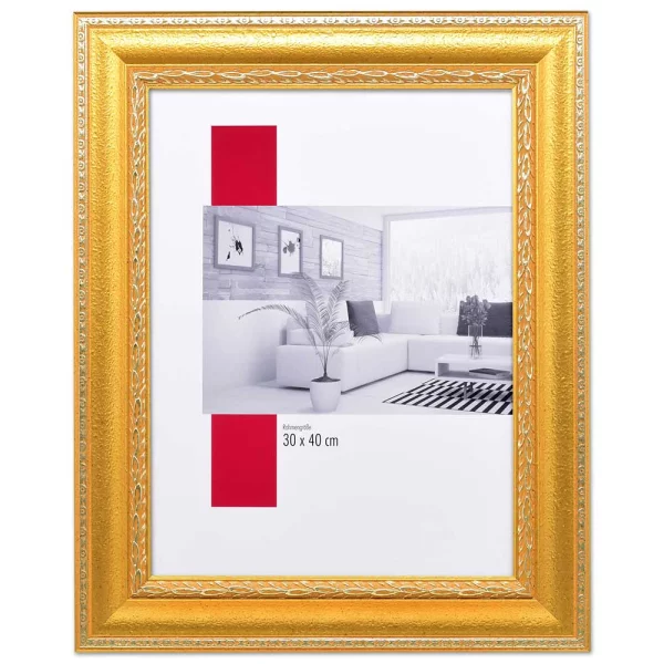 Barock-Bilderrahmen Profil 31 9x13 cm | Gold mit silberner Zierleiste | Normalglas (2 mm)